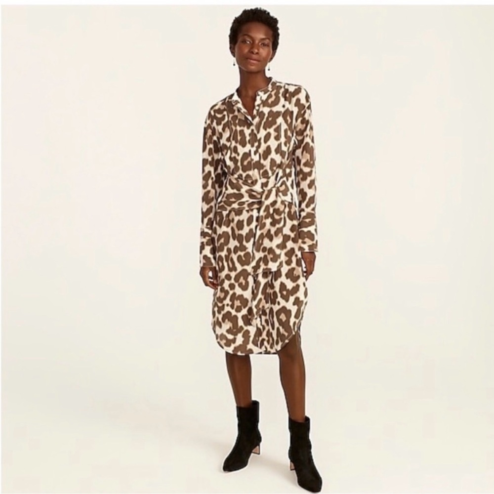 NWT silk leopard shirt dress